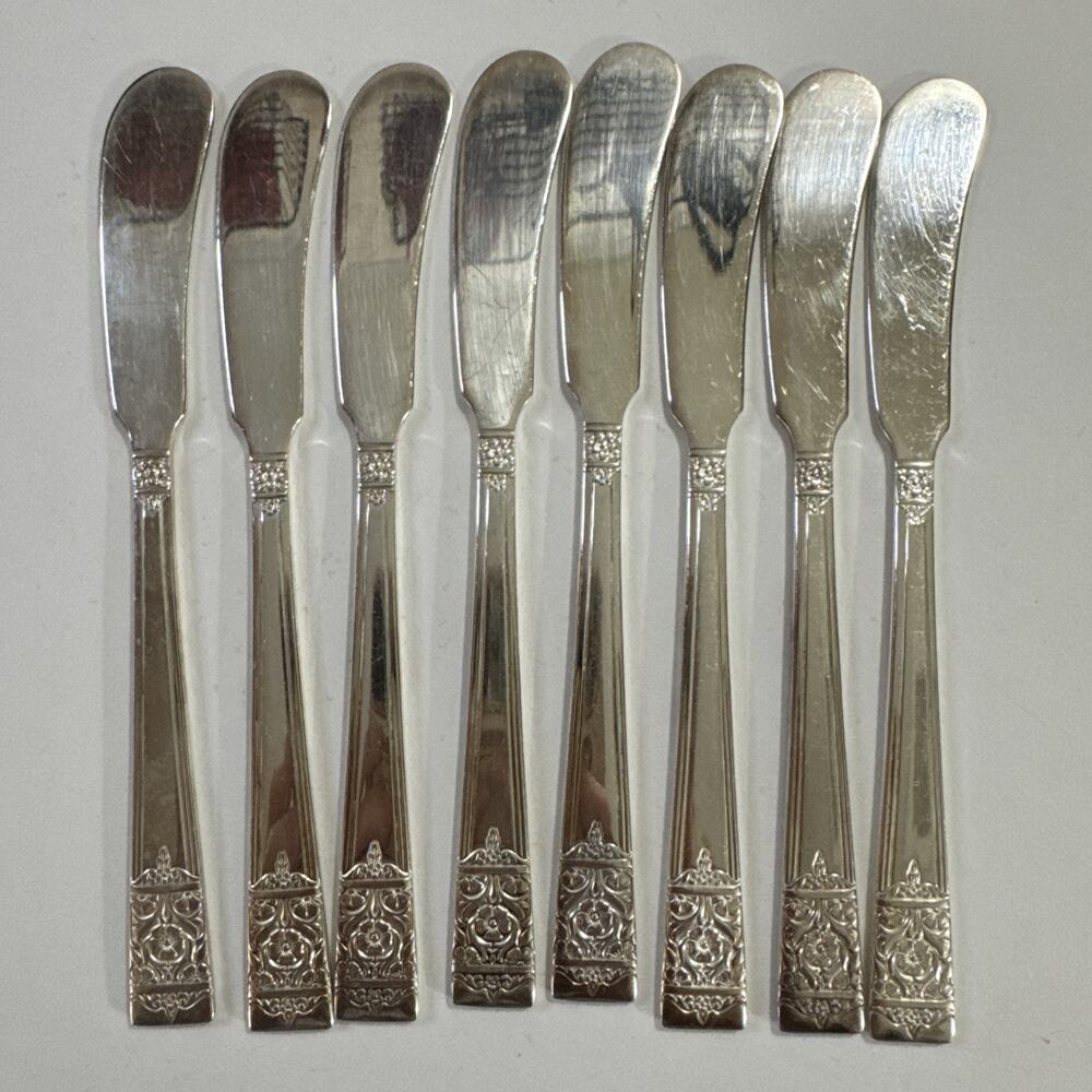 Set of 8 Butter Spreaders Inauguration Pattern Silverplate National Silver 1948